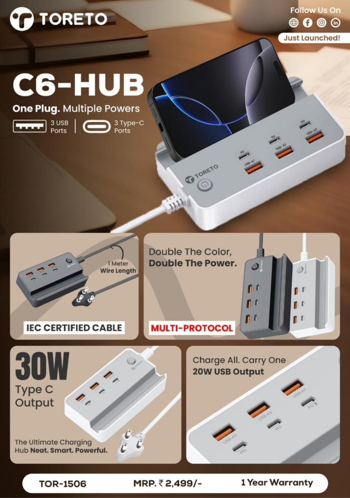 C6-Hub Gift Charger – 30W Multi-Port Power Hub