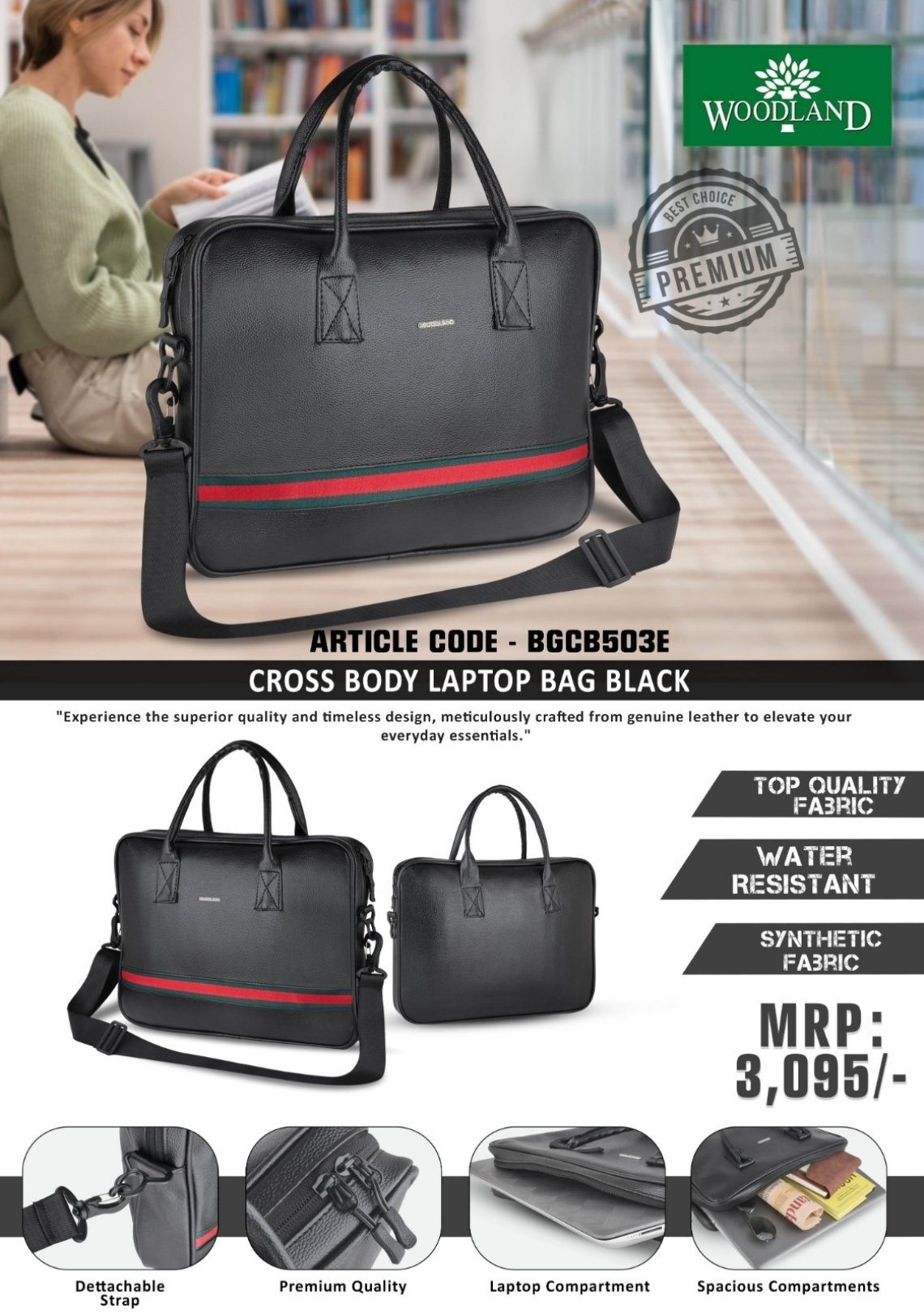 Woodland Laptop Gift Bag – Premium Crossbody Black