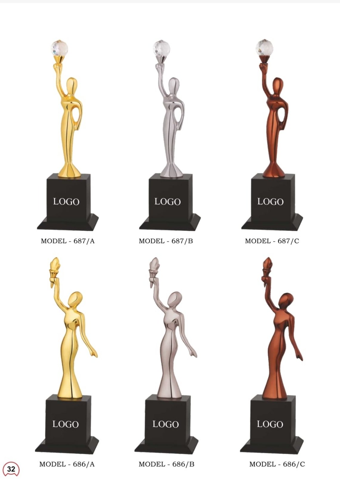 Elegance Victory Trophy Collection – Crystal & Torch Series