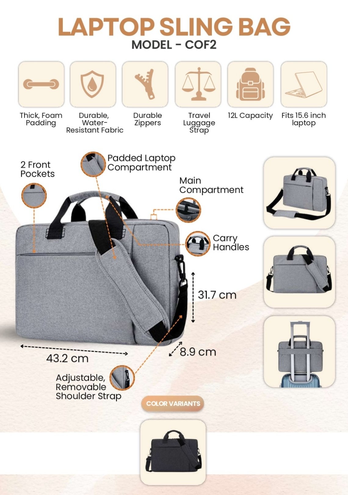 COF2 Laptop Gift Sling Bag – Premium 15.6" Carry Case